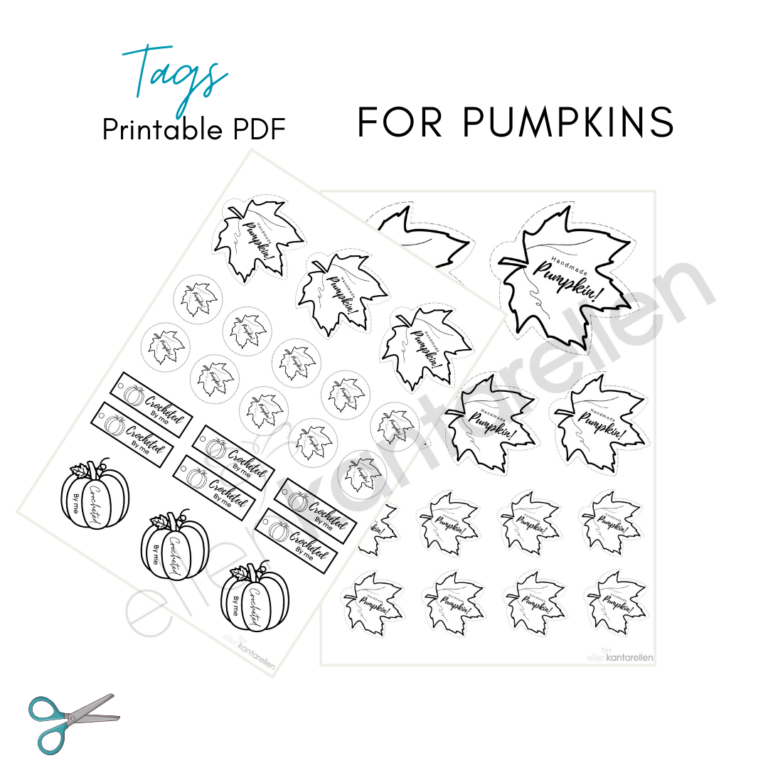 Crochet pattern & Printable Tags for Pumpkins - Ellenkantarellen.com